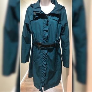 Belted Rain Jacket. Teal Color.